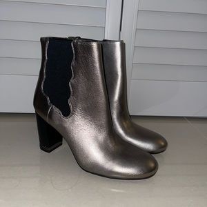 Preston & York Olina Metallic Leather Chain Heel Boots
